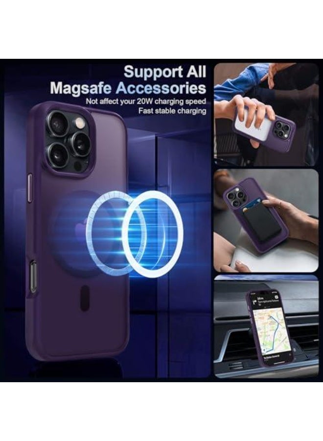 أكاليكس جراب مغناطيسي غير لامع لهاتف iPhone 14 Pro Max، حماية عالية الجودة من السقوط مع شريط مقاوم للصدمات، جراب خلفي شفاف غير لامع للهاتف | أرجواني غامق غير لامع - Image 2